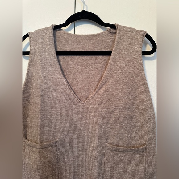 OYOANGLE Women's V Neck Sleeveless Knitted Solid Short Sweater Dress - Women L - Picture 4 of 5